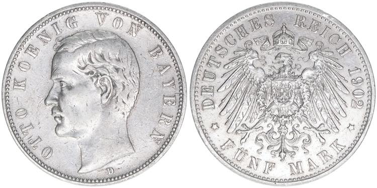 Otto 1886-1913 Bayern. 5 Mark, ... 