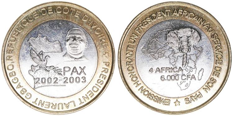 6000 Francs, 2003 Elfenbeinküste. ... 