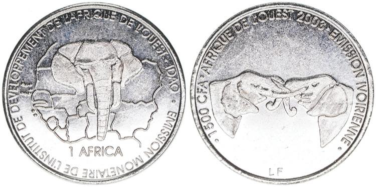 1500 Francs, 2003 Elfenbeinküste. ... 
