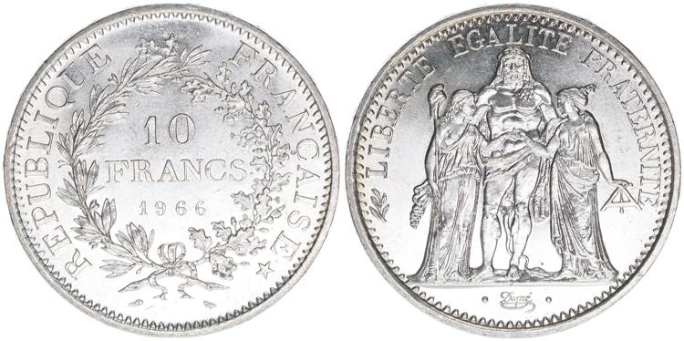 Republik Frankreich. 10 Francs, ... 