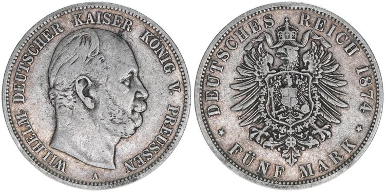 Wilhelm I. 1861-1888 Preussen. 5 ... 