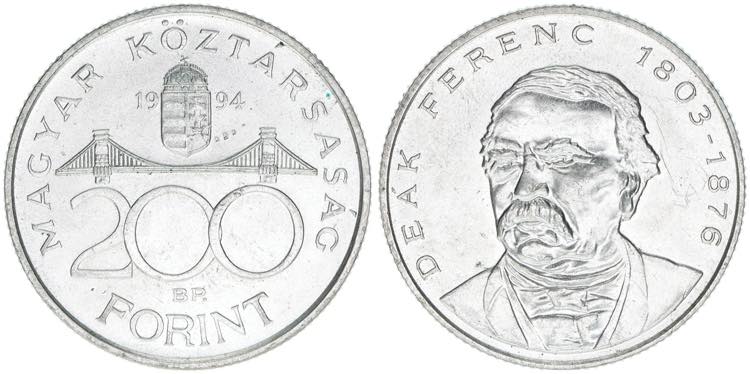 200 Forint, 1994 Ungarn. 12,05g. ... 