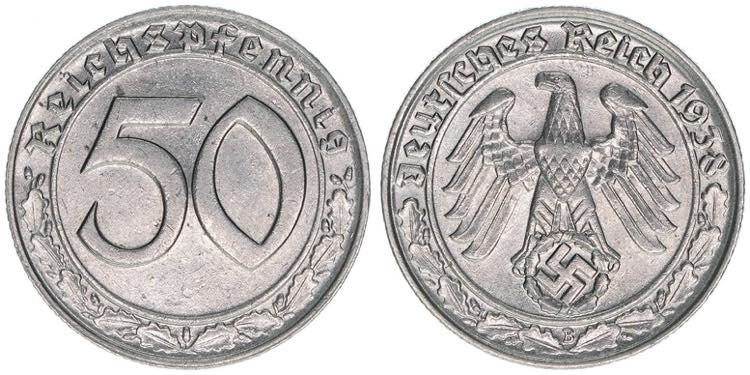 Ostmark 50 Reichspfennig, 1938 B. ... 