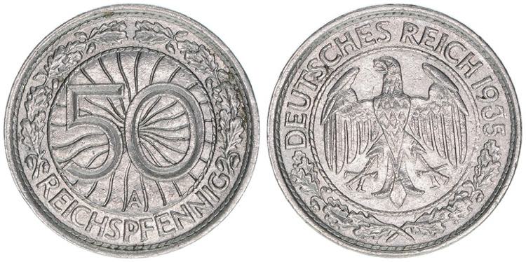 50 Reichspfennig, 1935 A 3,43g. ... 