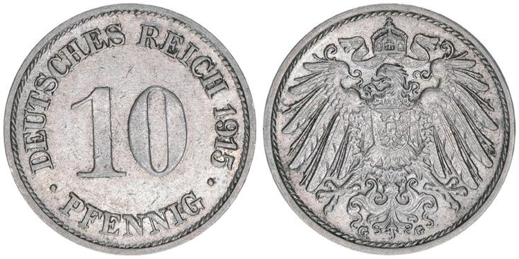 10 Pfennige, 1915 G 3,97g. J.13 ... 