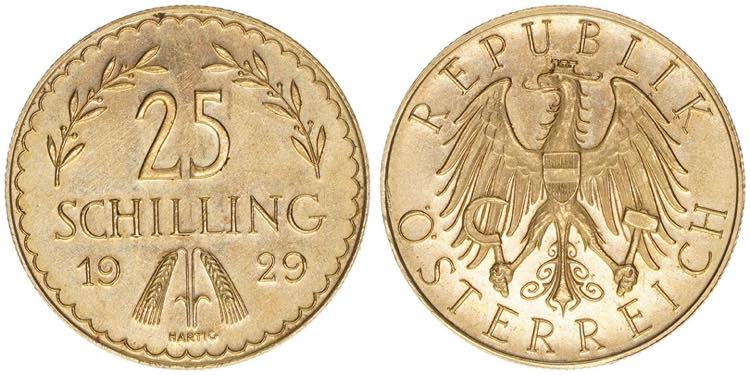25 Schilling, 1929 Gold. 5,88g ANK ... 