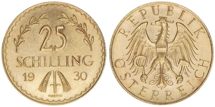 25 Schilling, 1930 Gold. 5,88g ANK ... 