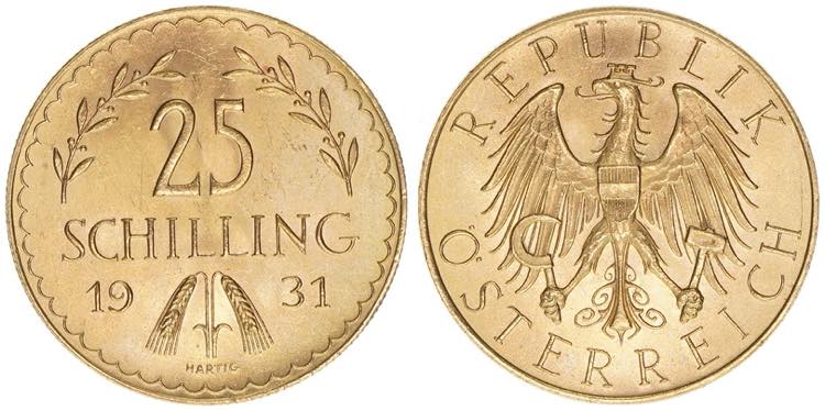 25 Schilling, 1931 Gold. 5,88g ANK ... 