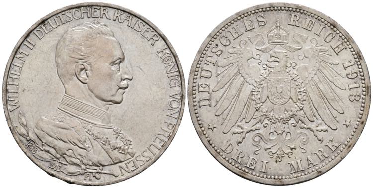 Wilhelm II. 1888-1918 Preussen. 3 ... 