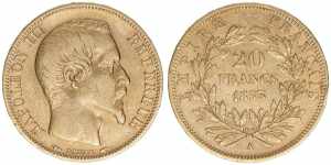 20 Francs, 1853 A Frankreich. Gold. 6,43g ... 