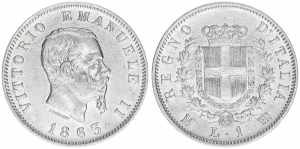 Vittorio Emanuelle II. Italien. 1 Lira, ... 