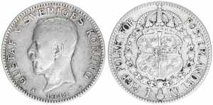 Gustav V. 1907-1950 Schweden. 1 Krona, 1912. ... 