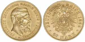 Friedrich III. 1888 Preussen. 20 Mark, 1888 ... 