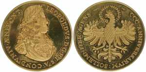 Leopold I. 1657-1705 Medaille vergoldet, ... 
