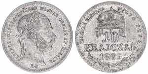 Franz Joseph I. 1848-1916 10 Kreuzer, 1869 ... 