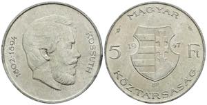 5 Forint, 1947 Ungarn. Kossuth. 12,04g ss/vz