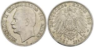 Friedrich II. 1907-1918 Baden. 3 Mark, 1912 ... 
