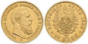 Friedrich III. 1888 Preußen. 20 Mark, 1888 ... 