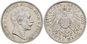 Wilhelm II. 1888-1918 Preußen. 2 Mark, 1907 ... 