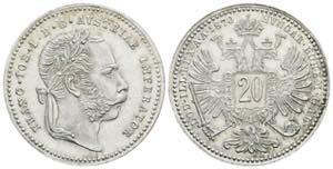 Franz Joseph I. 1848-1916 20 Kreuzer, 1870. ... 