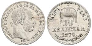 Franz Joseph I. 1848-1916 10 Krajczar, 1870 ... 