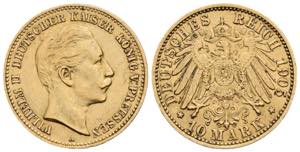 Wilhelm II. 1888-1918 Preussen. 10 Mark, ... 