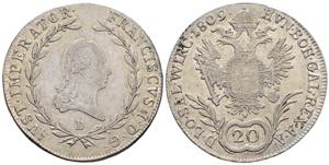 Franz II.(I.) 1792-1835 20 Kreuzer, 1809 D. ... 
