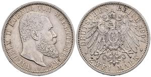 Wilhelm II. 1888-1918 Württemberg. 2 Mark, ... 