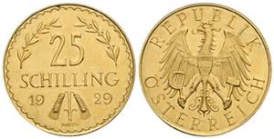 Goldmünzen 25 Schilling, 1929. Gold 5,88g ... 