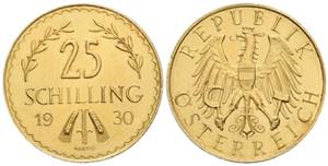 Goldmünzen 25 Schilling, 1930. Gold 5,88g ... 