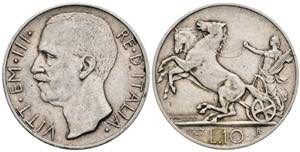 Victor Emanuel III. Italien. 10 Lire, 1927. ... 