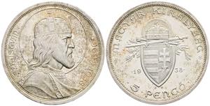 5 Pengö, 1938 Ungarn. Silber. 24,96g KM#516 ... 