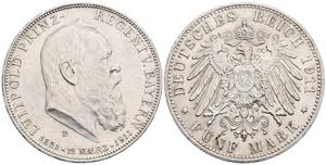 Prinzregent Luitpold Bayern. 5 Mark, 1911 D. ... 