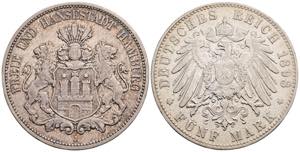 Freie und Hansestadt Hamburg. 5 Mark, 1898 ... 