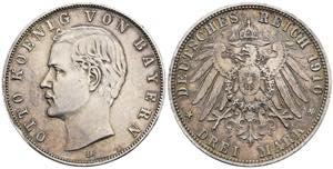 Otto 1886-1913 Bayern. 3 Mark, 1910 D. ... 