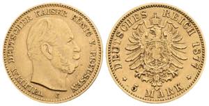 Wilhelm I. 1861-1888 Preußen. 5 Mark, 1877 ... 