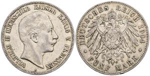 Wilhelm II. 1888-1918 Preußen. 5 Mark, 1904 ... 