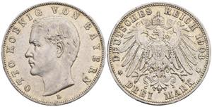 Otto 1886-1913 Bayern. 3 Mark, 1908 D. ... 