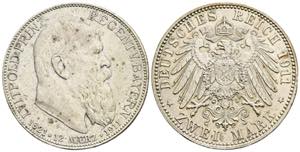 Prinzregent Luitpold Bayern. 2 Mark, 1911 D. ... 