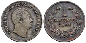 Leopold 1830-1852 Baden. 1 Kreuzer, 1849. ... 