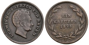 Ludwig 1818-1830 Baden. 1 Kreuzer, 1828. ... 