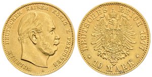 Wilhelm I. 1861-1888 Preussen. 10 Mark, 1877 ... 