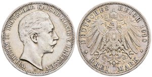 Wilhelm II. 1888-1918 Preussen. 3 Mark, 1910 ... 
