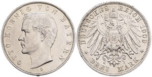Otto 1886-1913 Bayern. 3 Mark, 1909 D. ... 