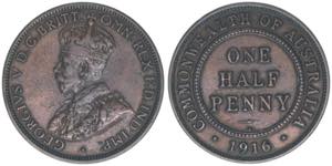 Georg V. 1910-1936 Australien. 1/2 Penny, ... 