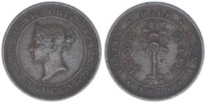 Victoria Ceylon. 1/2 Cent, 1870. 2,34g ... 