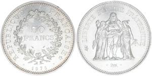 Republik Frankreich. 50 Francs, 1976. Silber ... 
