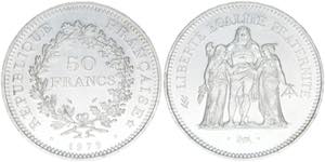 Republik Frankreich. 50 Francs, 1979. Silber ... 