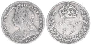 Victoria Großbritannien. 3 Pence, 1898. ... 