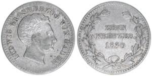 Ludwig 1818-1830 Baden Durlach. 10 Kreuzer, ... 